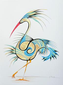 Gestural Birds on the Lunar Eclipse (Right)